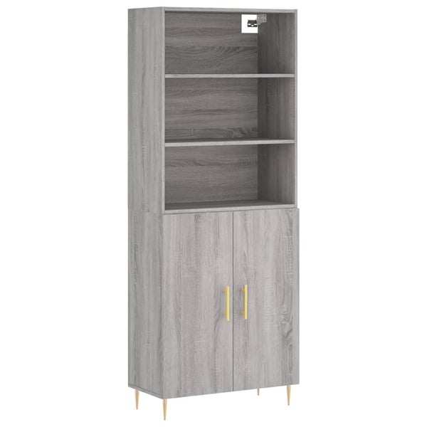 vidaXL Highboard grå sonoma 69,5x34x180 cm konstruert tre