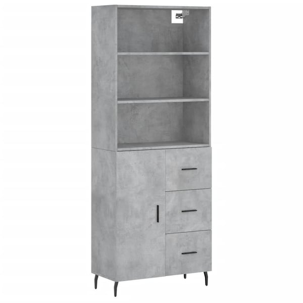 vidaXL Highboard betonggrå 69,5x34x180 cm konstruert tre