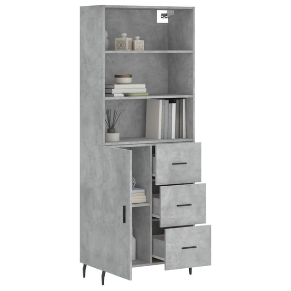 vidaXL Highboard betonggrå 69,5x34x180 cm konstruert tre