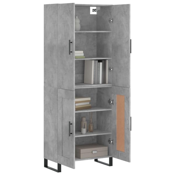 vidaXL Highboard betonggrå 69,5x34x180 cm konstruert tre