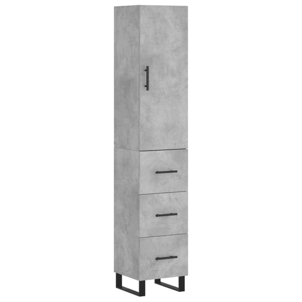 vidaXL Highboard betonggrå 34,5x34x180 cm konstruert tre