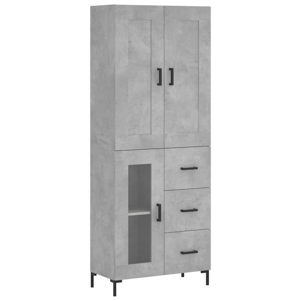 vidaXL Highboard betonggrå 69,5x34x180 cm konstruert tre