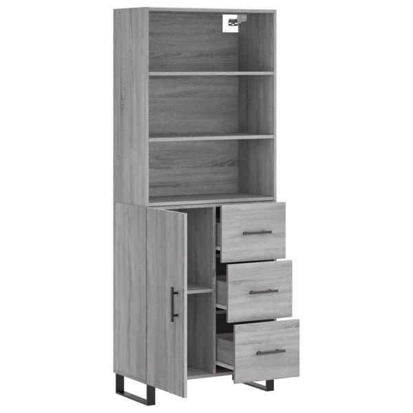 vidaXL Highboard grå sonoma 69,5x34x180 cm konstruert tre