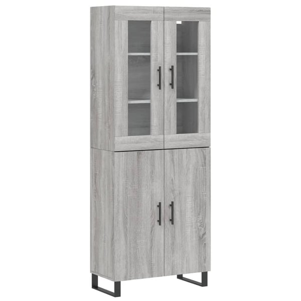 vidaXL højskab 69,5x34x180 cm konstrueret træ grå sonoma-eg