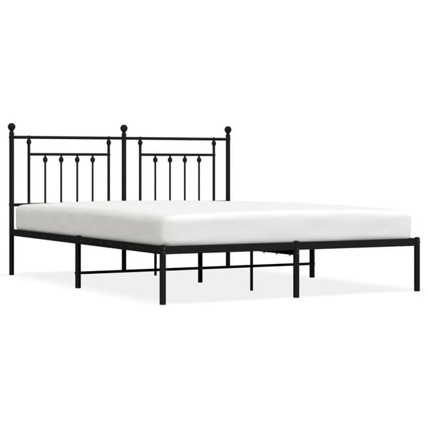 vidaXL Sengeramme i metall med sengegavl svart 180x200 cm