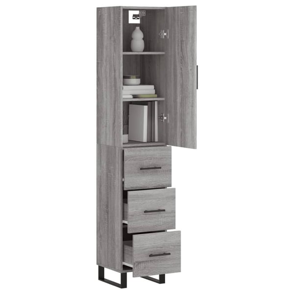 vidaXL Highboard grå sonoma 34,5x34x180 cm konstruert tre