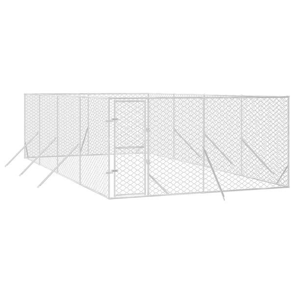 vidaXL Utendørs hundekennel sølv 4x8x2 m galvanisert stål