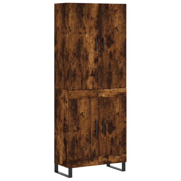 vidaXL højskab 69,5x34x180 cm konstrueret træ røget egetræsfarve