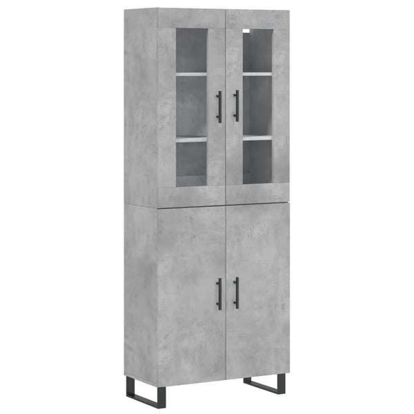 vidaXL Highboard betonggrå 69,5x34x180 cm konstruert tre