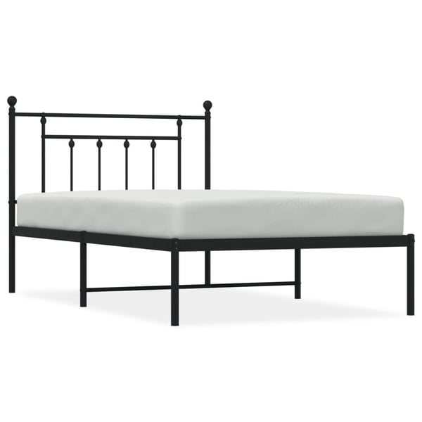 vidaXL Sengeramme i metall med hodegavl svart 107x203 cm