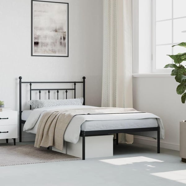 vidaXL Sengeramme i metall med hodegavl svart 107x203 cm