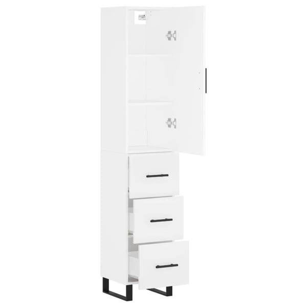 vidaXL Highboard hvit 34,5x34x180 cm konstruert tre
