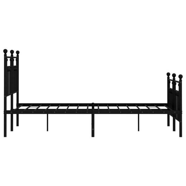 vidaXL Sengeramme i metall med hode- og fotgavl svart 135x190 cm