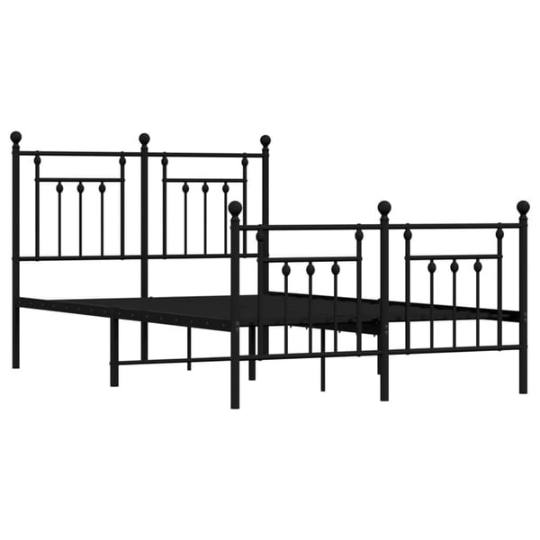 vidaXL Sengeramme i metall med hode- og fotgavl svart 135x190 cm