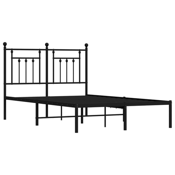 vidaXL Sengeramme i metall med hodegavl svart 135x190 cm
