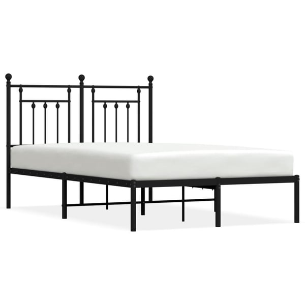 vidaXL Sengeramme i metall med hodegavl svart 135x190 cm