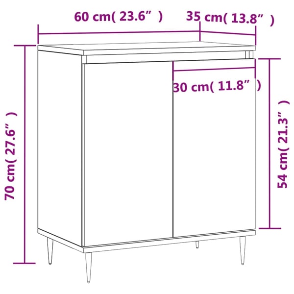 vidaXL Skjenk betonggrå 60x35x70 cm konstruert tre
