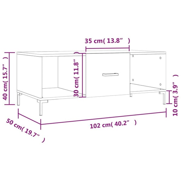 vidaXL Salongbord sonoma eik 102x50x40 cm konstruert tre