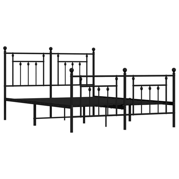 vidaXL Sengeramme i metall med hode- og fotgavl svart 150x200 cm