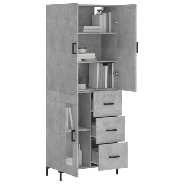 vidaXL Highboard betonggrå 69,5x34x180 cm konstruert tre