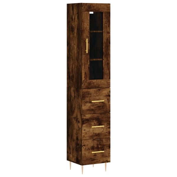 vidaXL skab 34,5x34x180 cm konstrueret træ røget egetræ