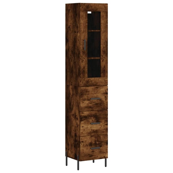 vidaXL Highboard røkt eik 34,5x34x180 cm konstruert tre