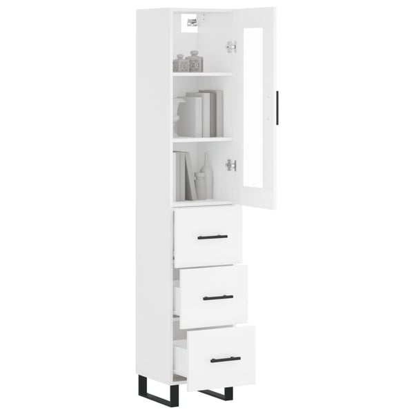 vidaXL Highboard hvit 34,5x34x180 cm konstruert tre