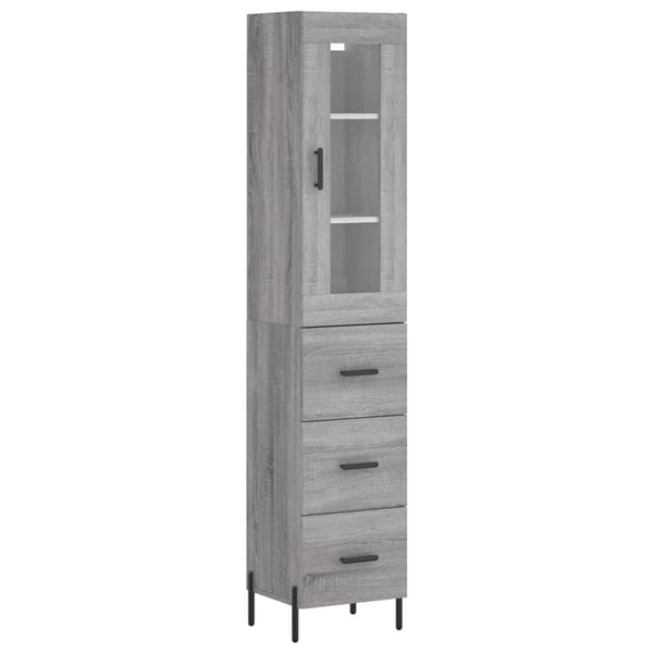 vidaXL Highboard grå sonoma 34,5x34x180 cm konstruert tre