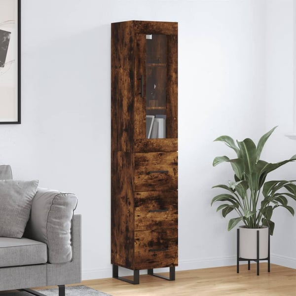 vidaXL skab 34,5x34x180 cm konstrueret træ røget egetræ