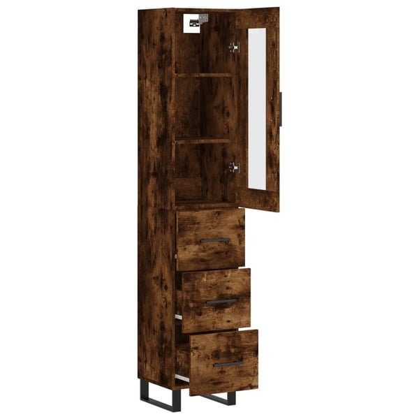 vidaXL skab 34,5x34x180 cm konstrueret træ røget egetræ