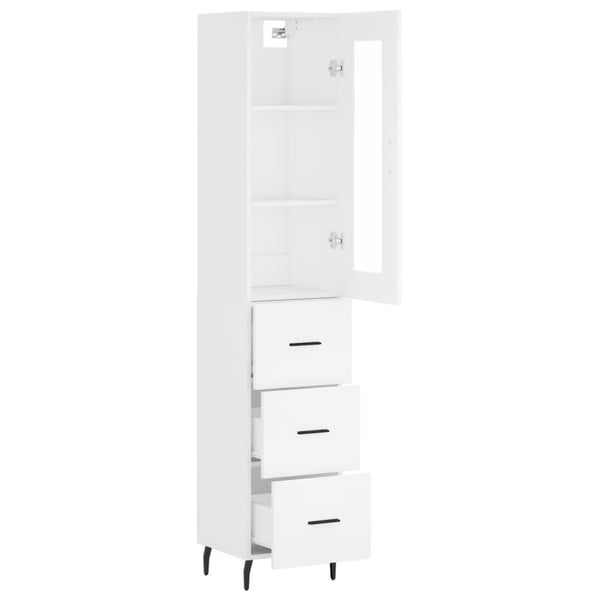 vidaXL Highboard hvit 34,5x34x180 cm konstruert tre