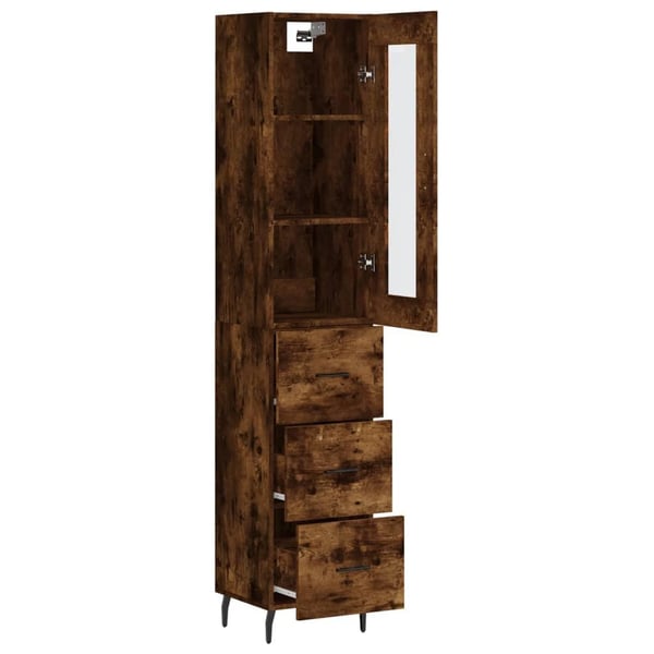 vidaXL Highboard røkt eik 34,5x34x180 cm konstruert tre