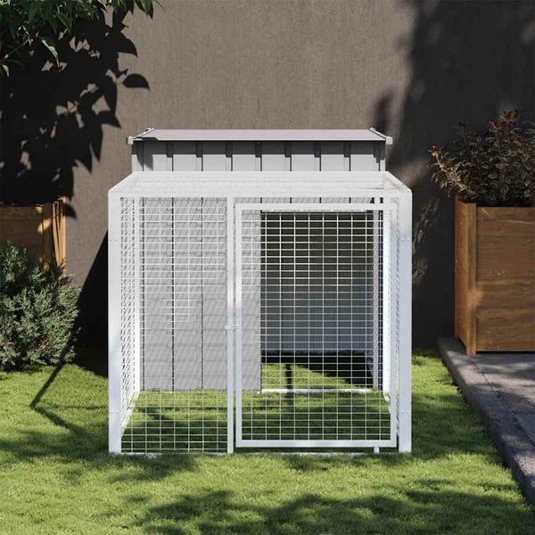 vidaXL Hønsebur med gård antrasitt 110x201x110 cm galvanisert stål