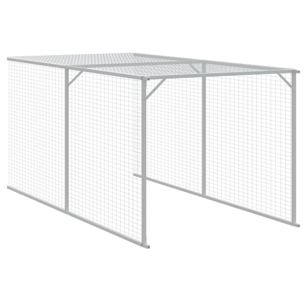 vidaXL Hønsebur med gård lysegrå 117x609x123 cm galvanisert stål