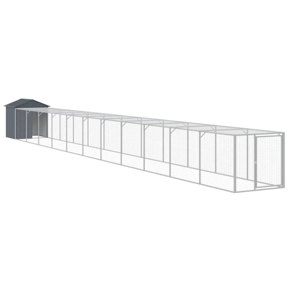 vidaXL Hønsebur med gård antrasitt 117x1221x123 cm galvanisert stål