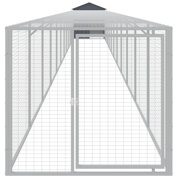vidaXL Hønsebur med gård antrasitt 117x1221x123 cm galvanisert stål