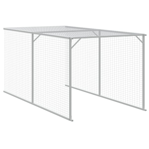 vidaXL Hønsebur med gård lysegrå 117x1017x123 cm galvanisert stål