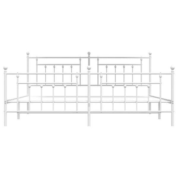 vidaXL Sengeramme i metall med hode- og fotgavl hvit 200x200 cm