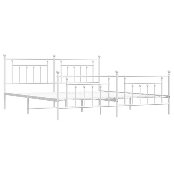 vidaXL Sengeramme i metall med hode- og fotgavl hvit 200x200 cm