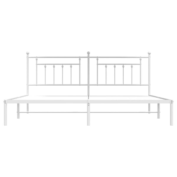 vidaXL Sengeramme i metall med hodegavl hvit 193x203 cm