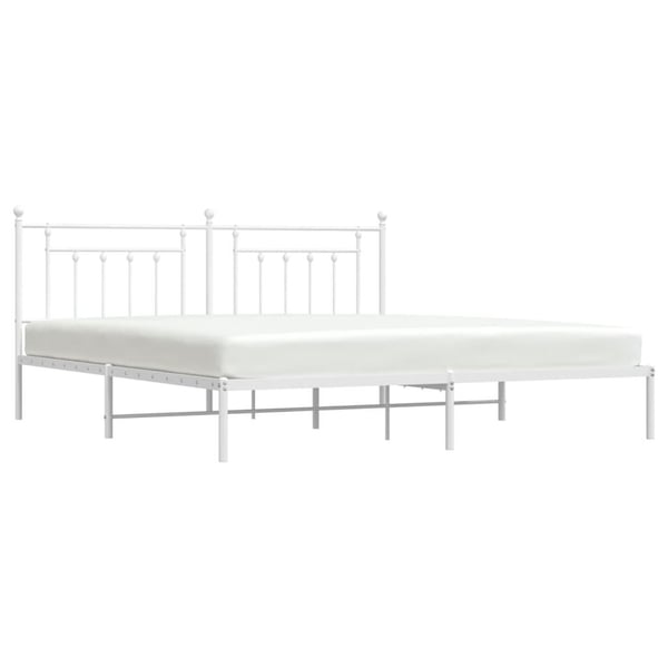 vidaXL Sengeramme i metall med hodegavl hvit 193x203 cm