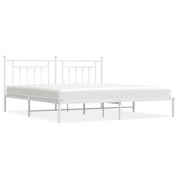 vidaXL Sengeramme i metall med hodegavl hvit 193x203 cm