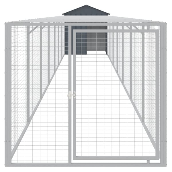 vidaXL Hønsebur med gård antrasitt 117x813x123 cm galvanisert stål
