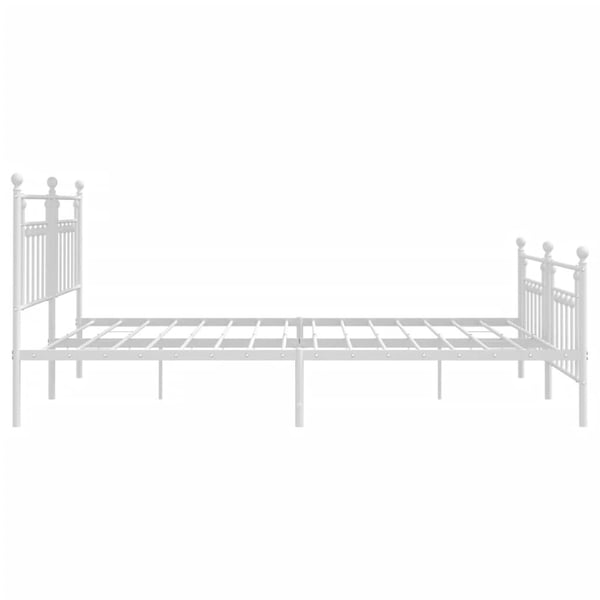 vidaXL Sengeramme i metall med hode- og fotgavl hvit 193x203 cm