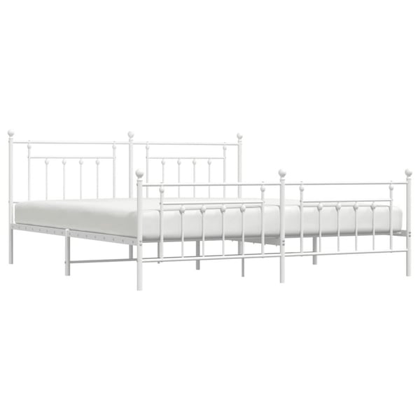 vidaXL Sengeramme i metall med hode- og fotgavl hvit 193x203 cm