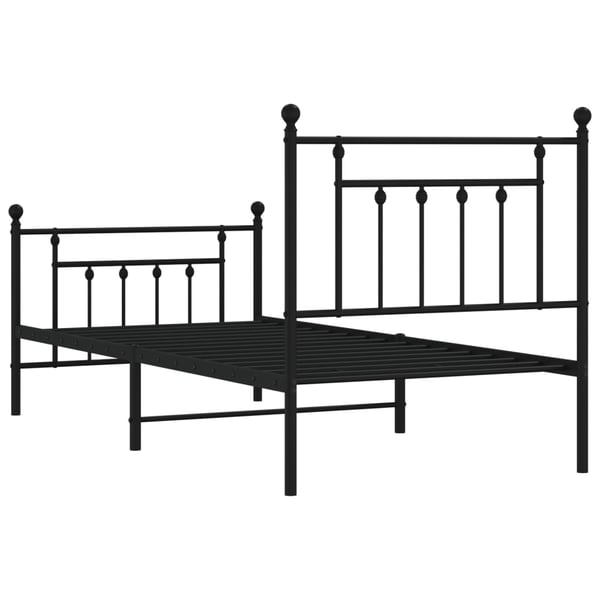 vidaXL Sengeramme i metall med hode- og fotgavl svart 90x190 cm