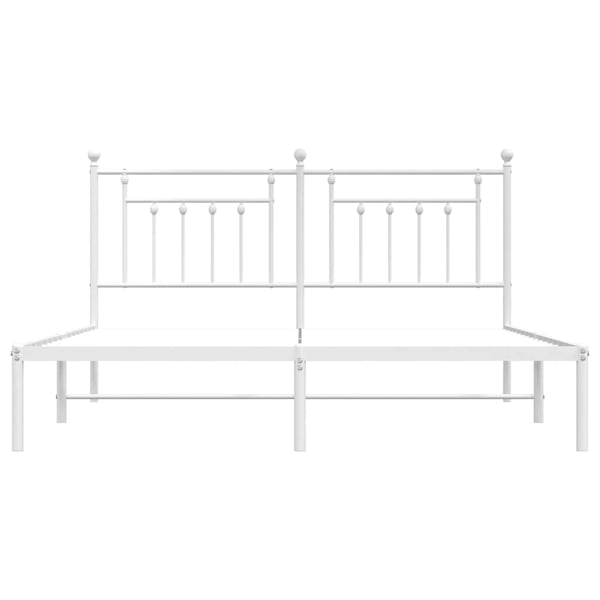 vidaXL Sengeramme i metall med sengegavl hvit 180x200 cm