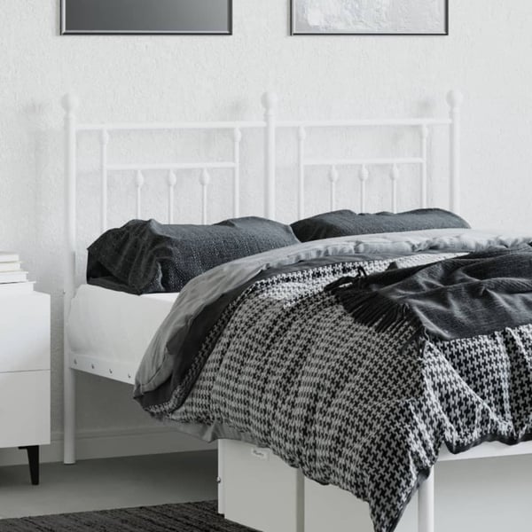 vidaXL Utskiftbar sengegavl i metall hvit 120 cm
