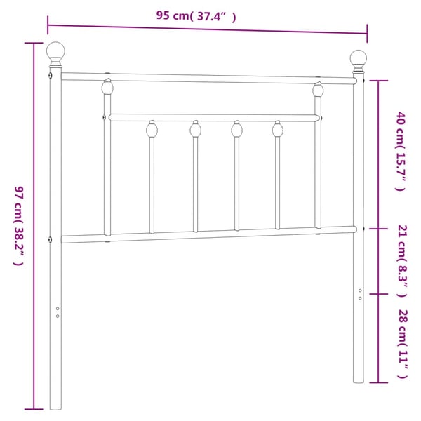vidaXL Utskiftbar sengegavl i metall hvit 90 cm