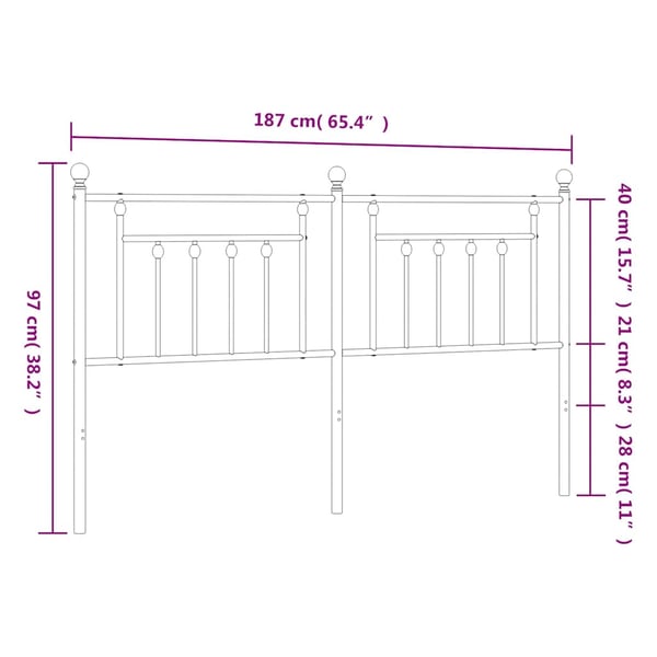 vidaXL udskiftningsgavl 180 cm metal sort
